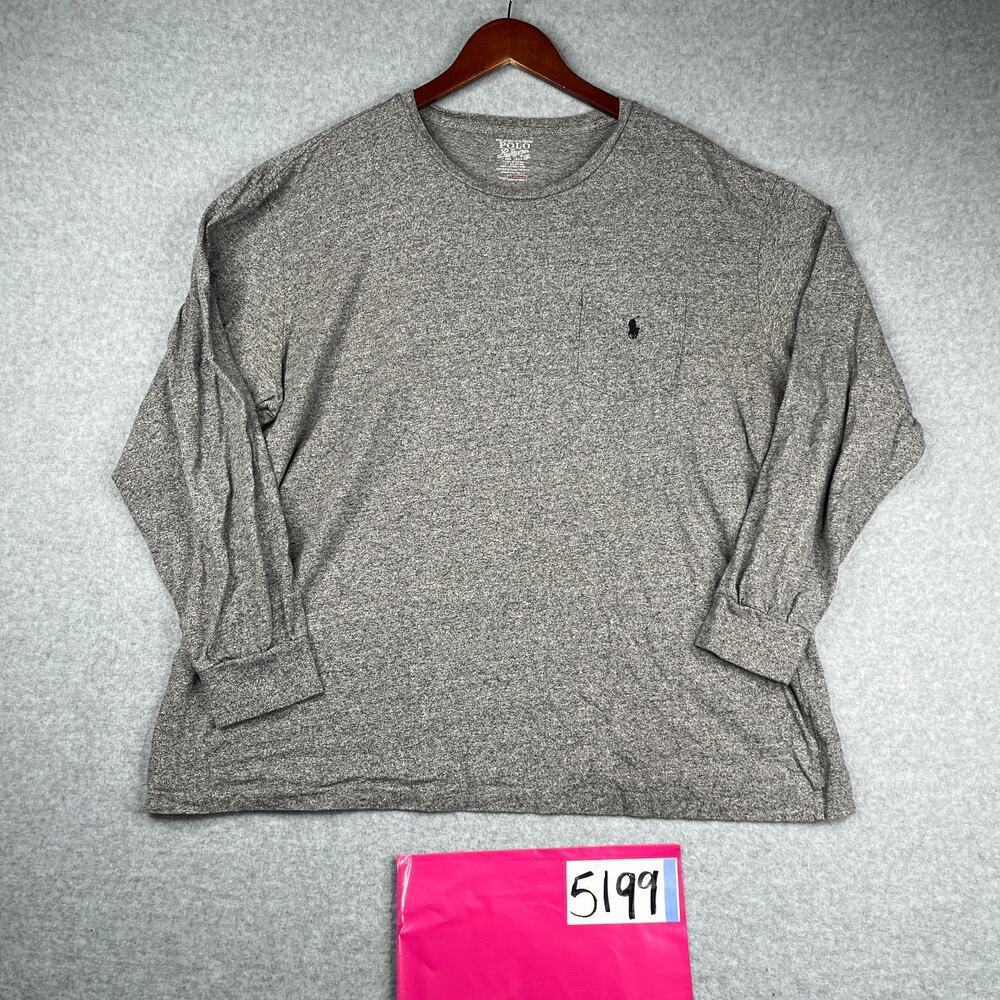 Polo Ralph Lauren Shirt XL Heather Grat Long Sleeve Pony Pock Basic Mens